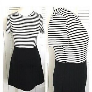 Zara Short Sleeve Striped  A-line Dress